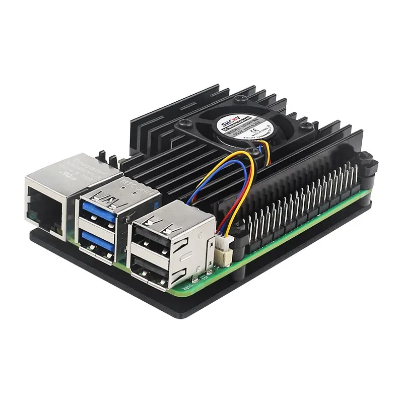 Raspberry Pi 5 Aluminum Case With 4 Wire Dual Fan